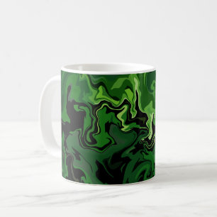 Caneca De Café Arte de Fluxo Verde Abstrato