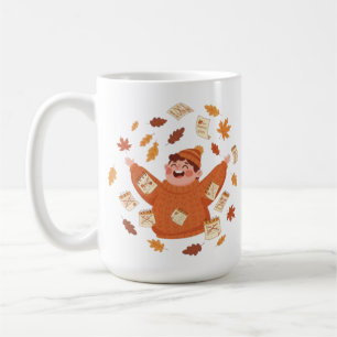 Caneca De Café Arte de Folhas de Outono   Design Divertido de Out