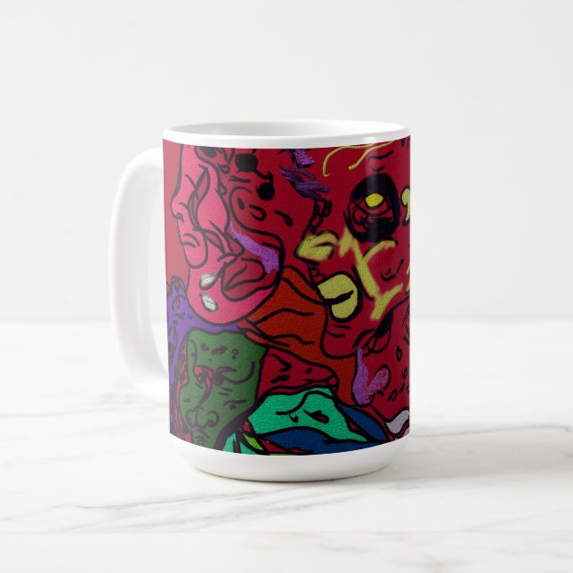 Caneca De Café Arte de Galáxia da Lua Abstrata (Frente Esquerda)