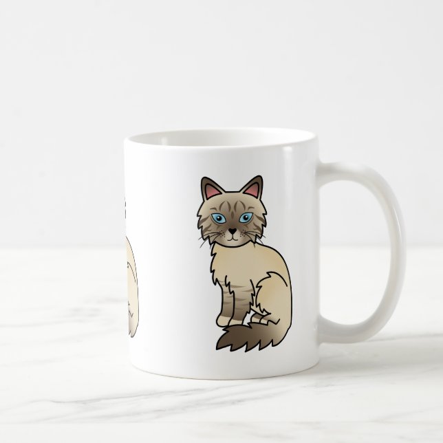 Caneca De Café Arte de Gato Birman / Ragdoll Chocolate Point Tabb (Direita)