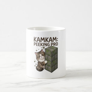 Caneca De Café Arte de Gato em Bloco de Pixel Divertido KAMKAM Es