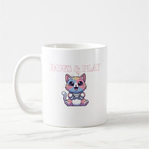 Caneca De Café Arte de Gato Gamer Fofo Patas e Brincadeira