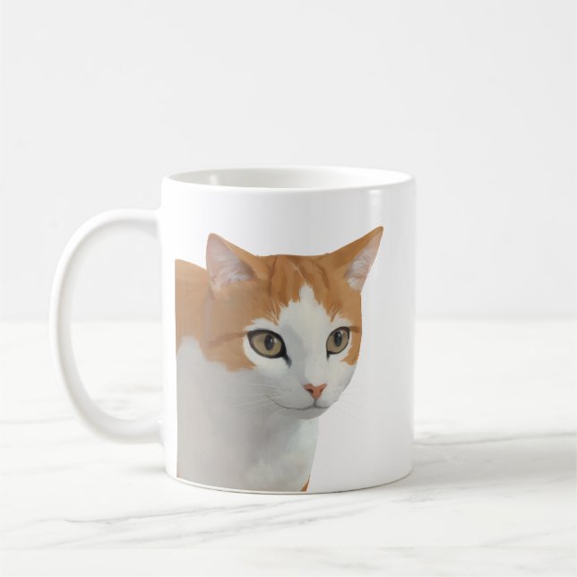 Caneca De Café Arte de Gato Ginger Adorável (Esquerda)