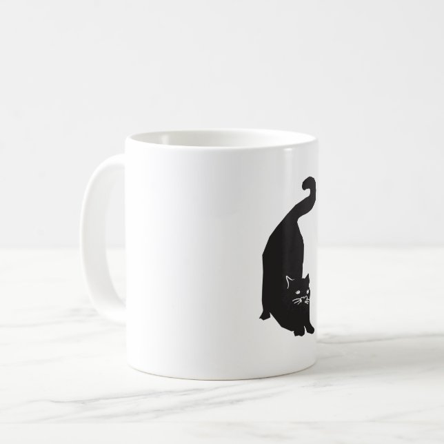 Caneca De Café Arte de Gato Negro (Frente Esquerda)