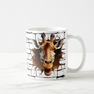 Caneca De Café Arte de Girafa 3D na Parede – Safari Realista