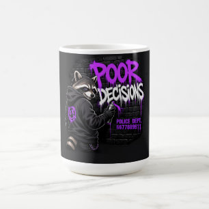 Caneca De Café Arte de Grafite de Guaxinim de Más Decisões