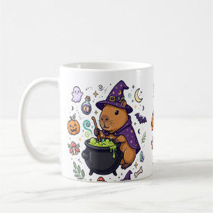 Caneca De Café Arte de Halloween de Caldeirão de Bruxa Capivara