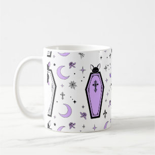 Caneca De Café Arte de Halloween de Morcego Dormindo em Caixão Pa