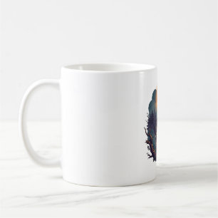 Caneca De Café Arte de Halloween de um Galho Assombrado com Coruj