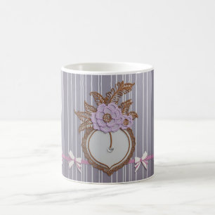 Caneca De Café Arte de IA com listras cinzas