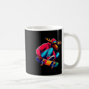 Caneca De Café Arte de Ilustração de Alce Skateboarding Funky Leg