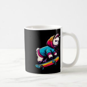 Caneca De Café Arte de Ilustração de Llama Funky Legal de Skate 1