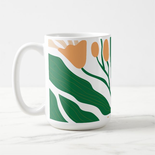 Caneca De Café Arte de Ilustração Floral (Esquerda)