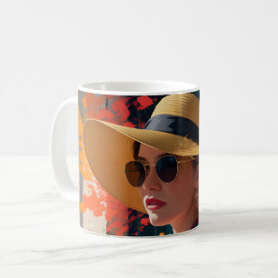Caneca De Café Arte de impressão de retrato moderno elegante,