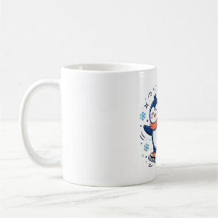 Caneca De Café Arte de Inverno Pinguim Patinando Fofa