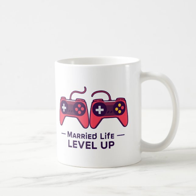 Caneca De Café Arte de Jogo de Nível de Vida Casado (Direita)