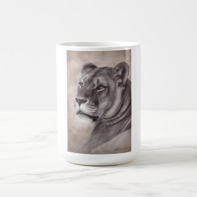 Caneca De Café Arte de Leoa Desenhada à Mão (Centro)