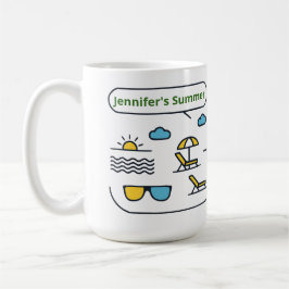 Caneca De Café Arte de Linha Amarela Ensolarada Personalizada de