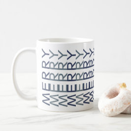 Caneca De Café Arte de Linha Arquitetônica | Natal Cobalto Alegre