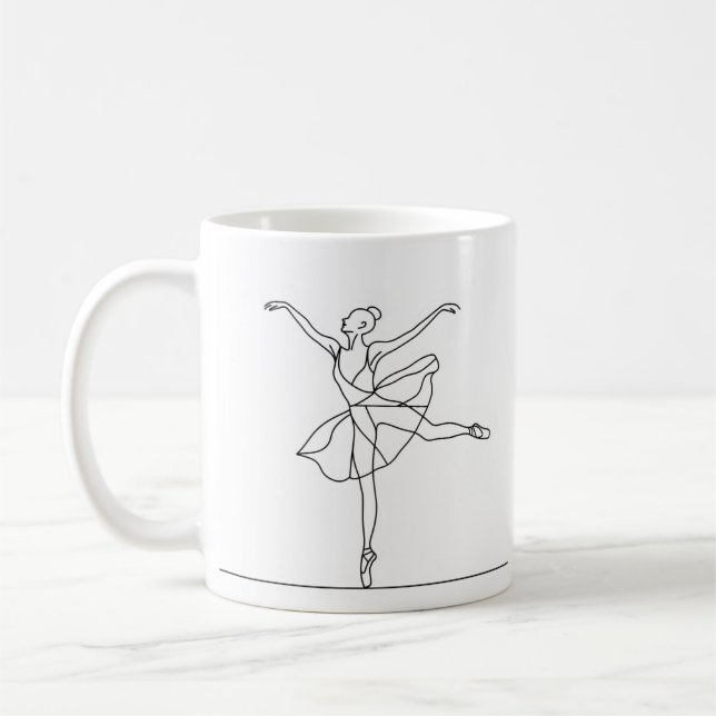 Caneca De Café Arte de Linha de Bailarina (Esquerda)