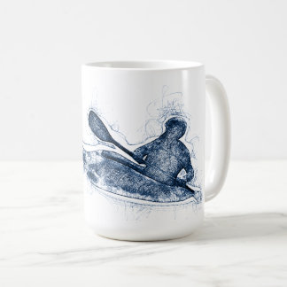 Caneca De Café Arte de Linha de Caiaque de Águas Brancas Dinâmico
