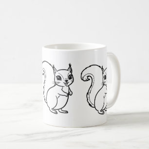 Caneca De Café Arte de Linha de Casal de Esquilo Fofo Café Minima