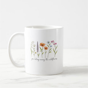 Caneca De Café Arte de Linha de Flores Silvestres Minimalistas -