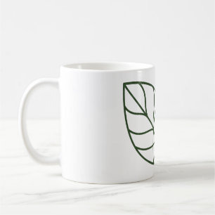 Caneca De Café Arte de Linha de Folha Verde Minimalista