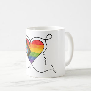 Caneca De Café Arte de Linha do Coração Orgulho Progresso