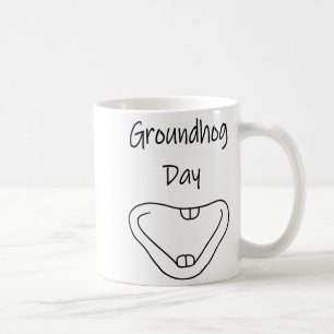 Caneca De Café Arte de Linha do Sorriso da Boca de Marmota para o