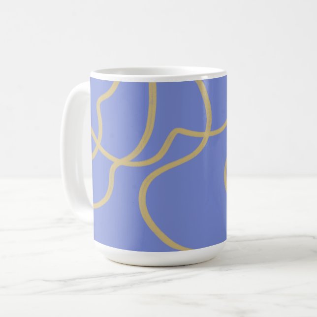 Caneca De Café Arte de linha: Dourado em azul (Frente Esquerda)