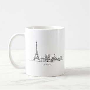 Caneca De Café Arte de Linha Minimalista da Silhueta de Paris