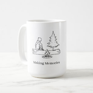 Caneca De Café Arte de Linha Minimalista de Papai de Acampamento