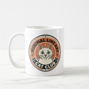Caneca De Café Arte de Linha Minimalista Gato Presente para Amant
