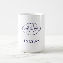 Caneca De Café Arte de Linha Minimalista Lábios Linha Contínua Ab