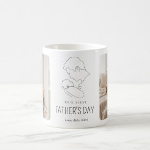 Caneca De Café Arte de Linha Minimalista Primeiro Dia dos Pais Fo