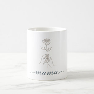 Caneca De Café Arte de Linha Minimalista Rosa "Mama" Café Estétic