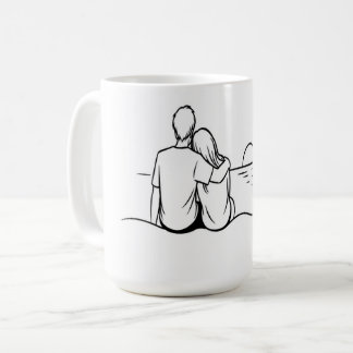 Caneca De Café Arte de Linha Momento do Pôr do Sol Minimalista
