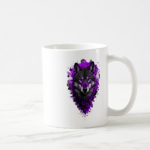 Caneca De Café Arte de Lobo - Adesivo Roxo