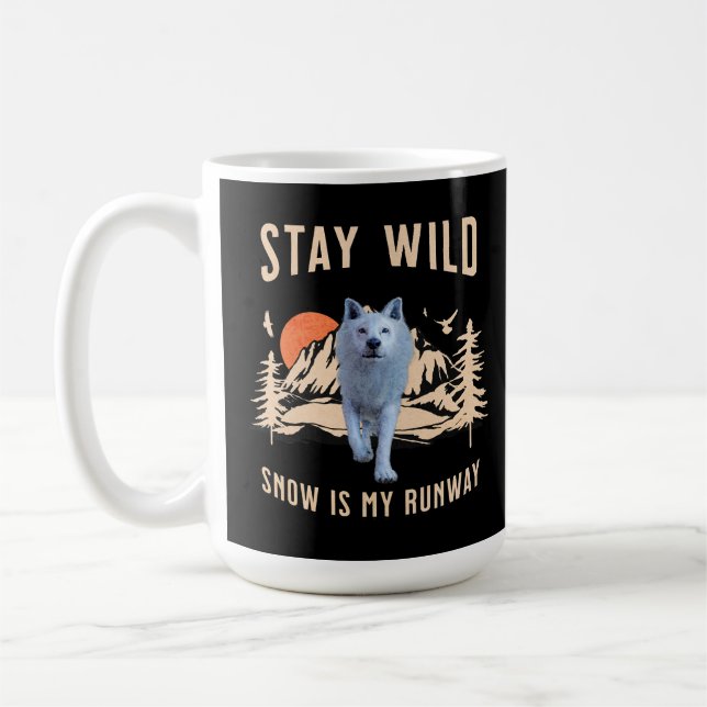 Caneca De Café Arte de Lobo na Pista de Snow Après Ski (Esquerda)