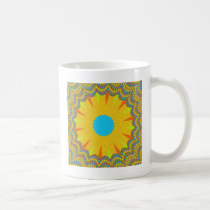 Caneca De Café Arte de Mandala Ciano e Dourado
