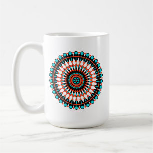 Caneca De Café Arte de Mandala Geométrico Colorido-46456