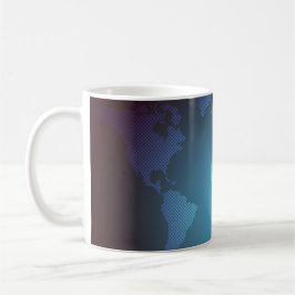 Caneca De Café Arte de Mapa Mundial Gradiente de Ponto Digital