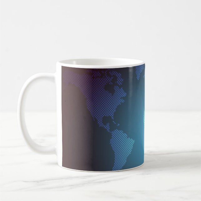 Caneca De Café Arte de Mapa Mundial Gradiente de Ponto Digital (Esquerda)