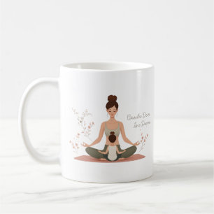 Caneca De Café Arte de Meditação de Yoga Mãe e Filho