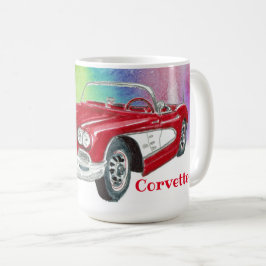 Caneca De Café Arte de Multicores Convertível Clássica Corvette