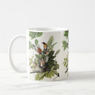 Caneca De Café Arte de ninho de pássaro do antigo Robin Americano