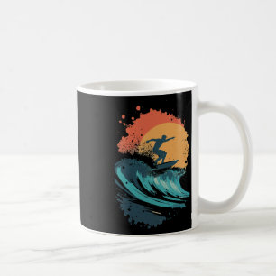 Caneca De Café Arte de Onda de Surf ao Pôr do Sol, Silhueta de Su