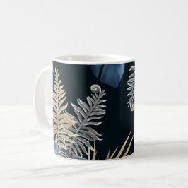 Caneca De Café Arte de Padrão de Folhas de Palmeira Tropical Dour