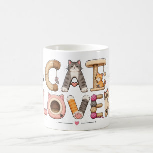 Caneca De Café Arte de Palavras Amante de Gatos